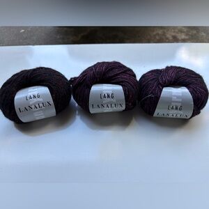Lot of 3 Lang Yarn LANALUX Metallic Red/Purple 25g Each 40% Merino Extrafine
